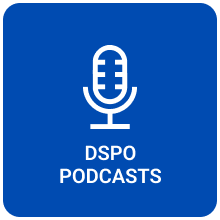Blue back square icon with microphone in the middle