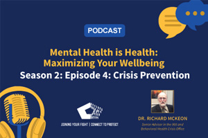 images of a microphone, headphones ,and a picture of the guest speaker