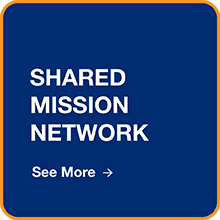 Blue back square icon with text in the middle