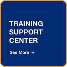 Blue back square icon with text in the middle